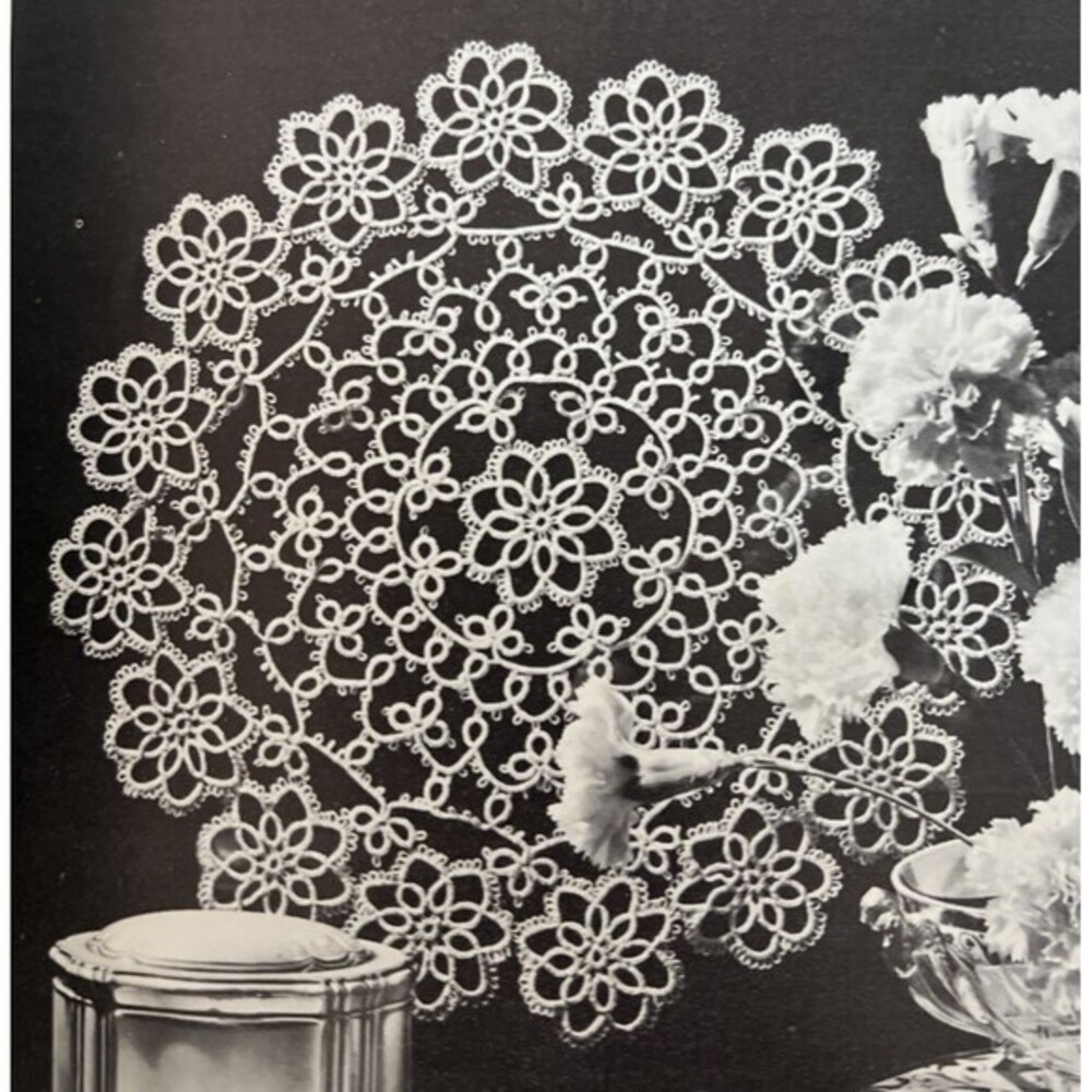 Vintage 1950's Crochet Knit Doily Pattern TATTED TRACERY Tatted 12"